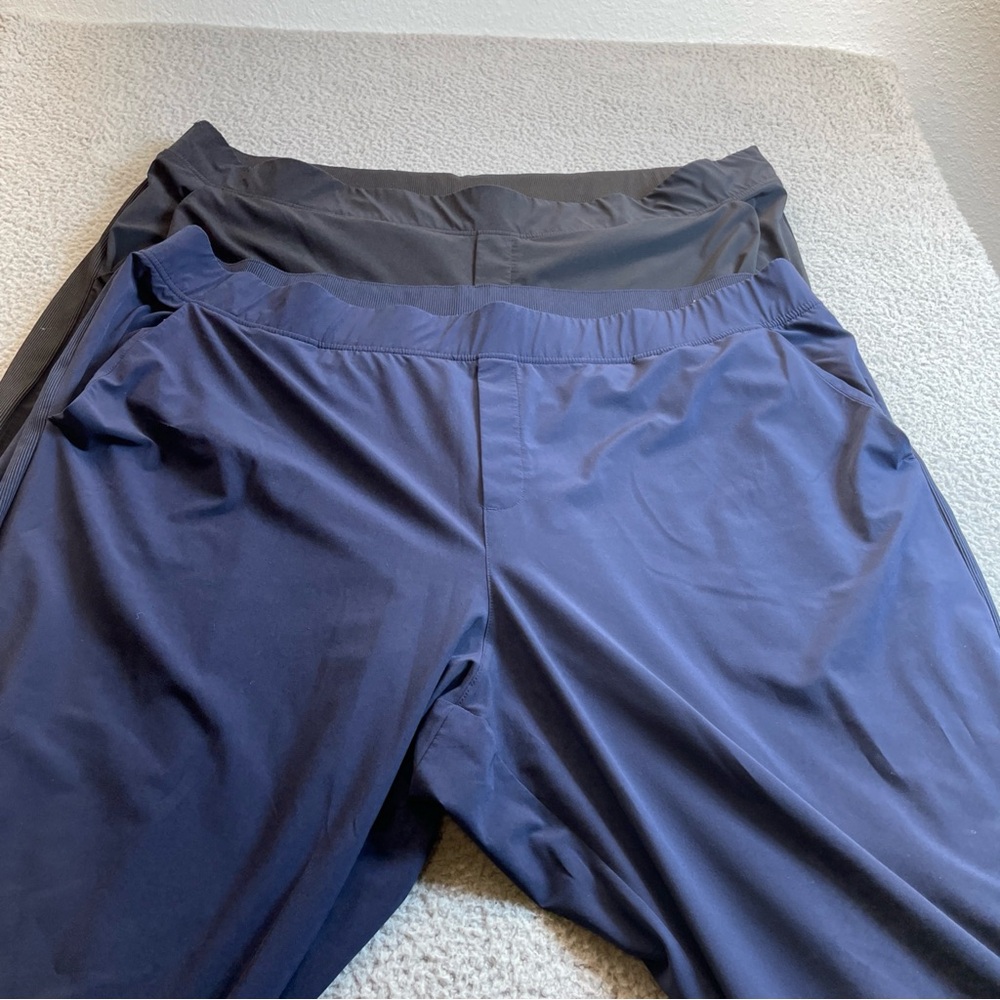 Athleta‎ Brooklyn Ankle Pants 26 Black& Navy Blue Elastic Waist Pull On set of 2